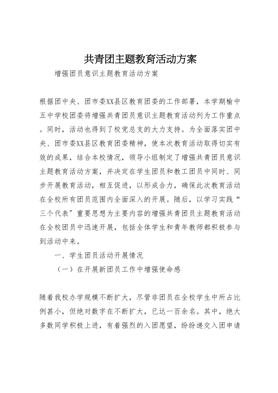 2023年共青团主题教育活动方案.doc_第1页