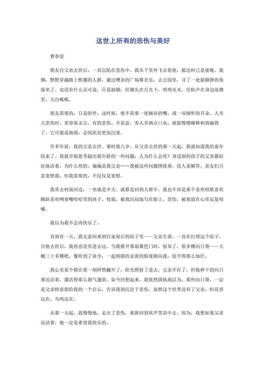 2023年这世上所有的悲伤与美好.docx_第1页