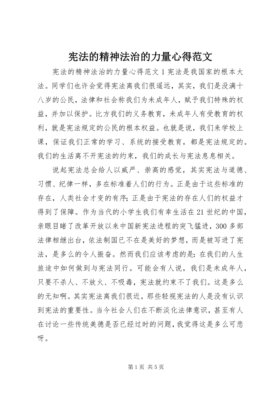 2023年宪法的精神法治的力量心得.docx_第1页