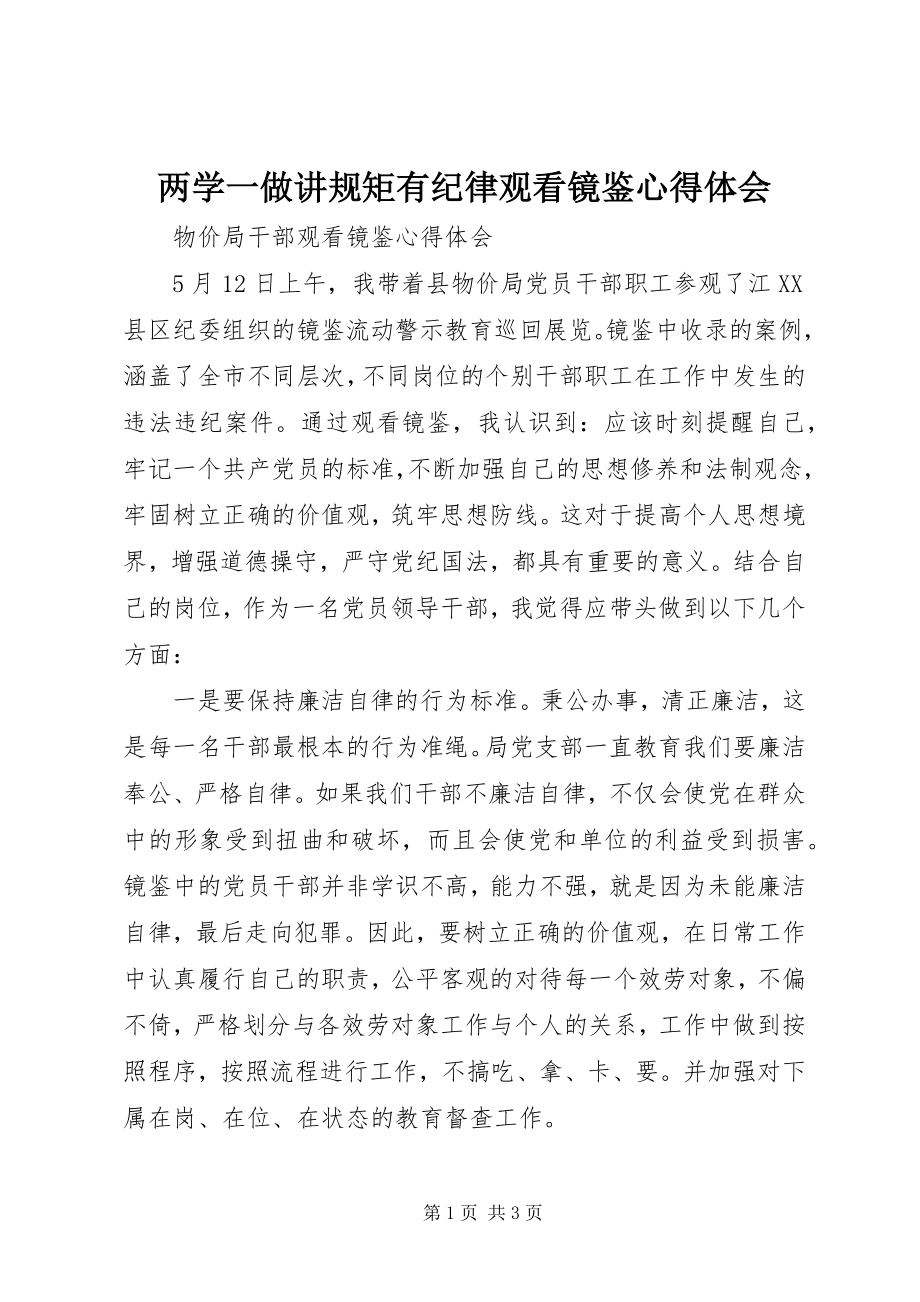 2023年两学一做讲规矩有纪律观看《镜鉴》心得体会.docx_第1页