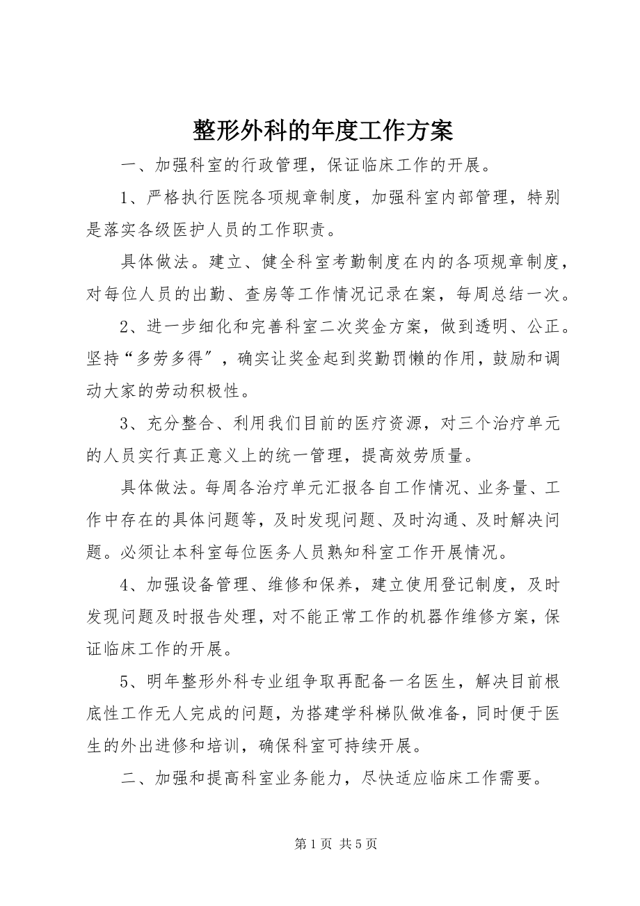 2023年整形外科的年度工作计划.docx_第1页