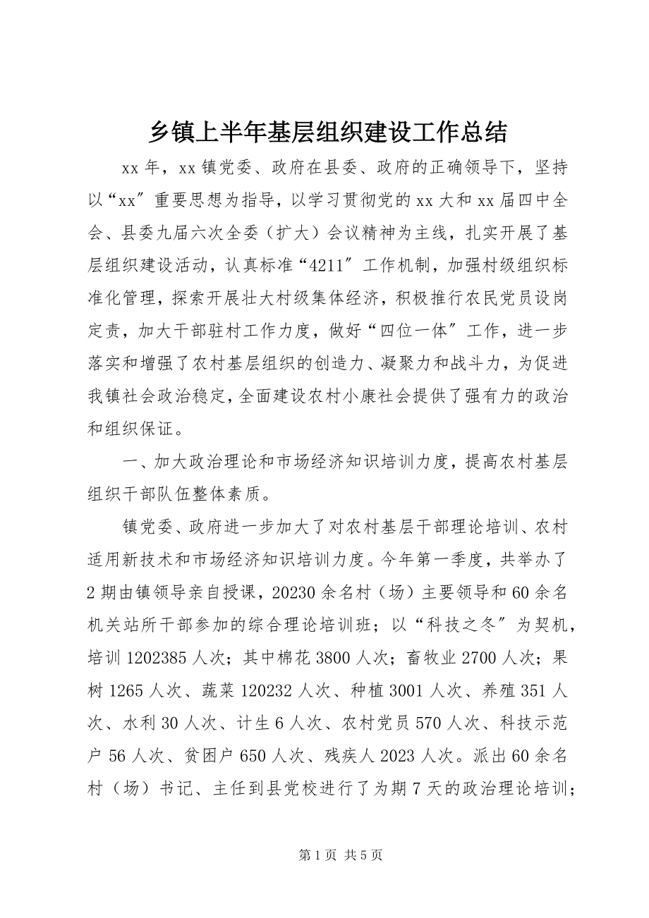 2023年乡镇上半年基层组织建设工作总结.docx_第1页