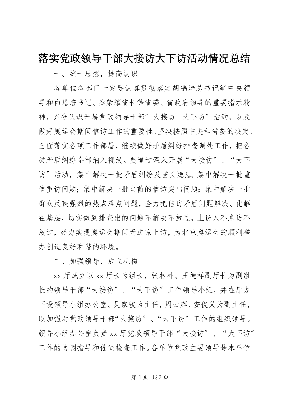 2023年落实党政领导干部大接访大下访活动情况总结.docx_第1页