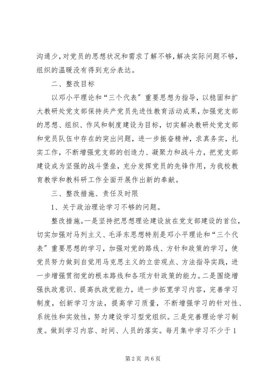 2023年教研处党支部基层党组织整改方案.docx_第2页