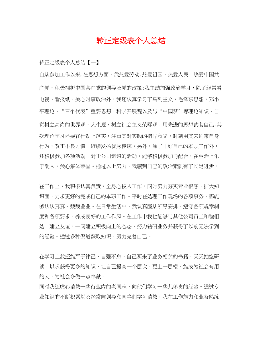 2023年转正定级表个人总结.docx_第1页