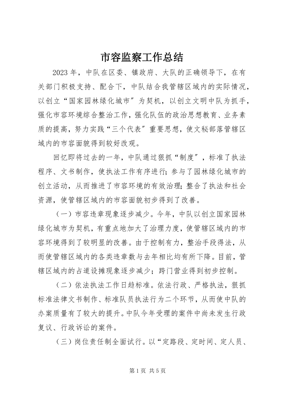 2023年市容监察工作总结.docx_第1页