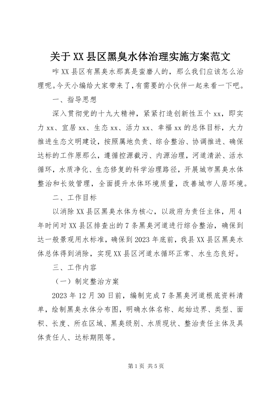 2023年XX县区黑臭水体治理实施方案精选.docx_第1页