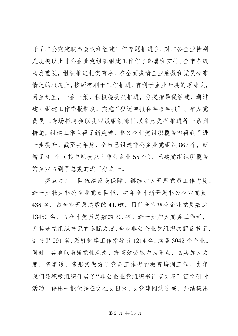 2023年市非公企业党建工作致辞.docx_第2页