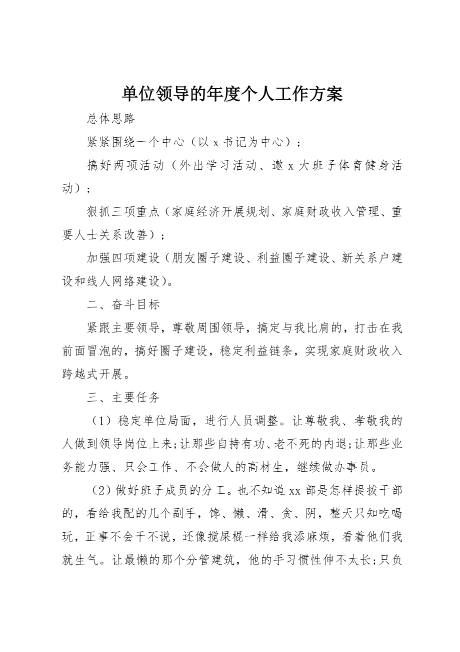 2023年单位领导的年度个人工作计划.docx_第1页