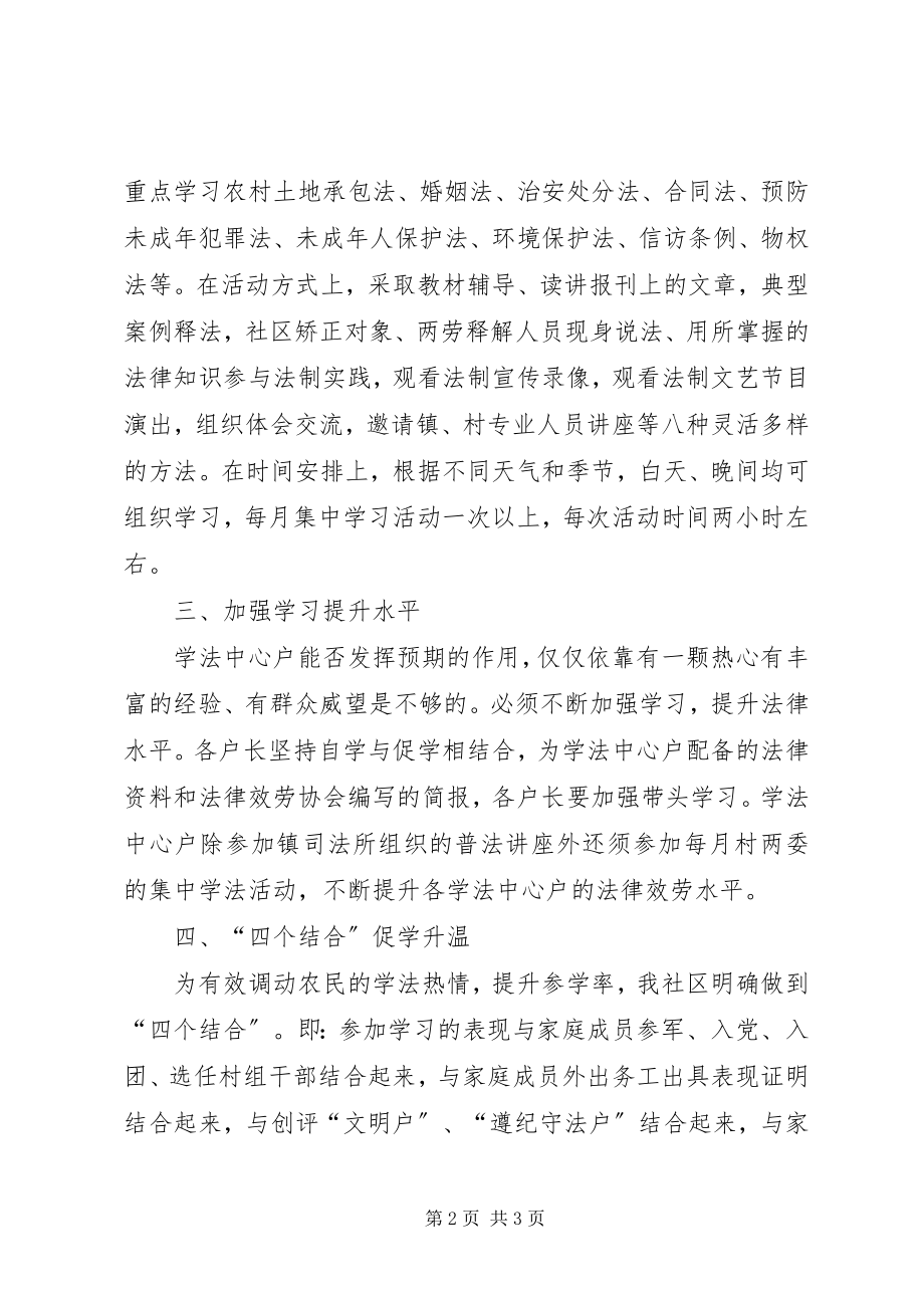 2023年社区开展学法中心户的工作总结.docx_第2页