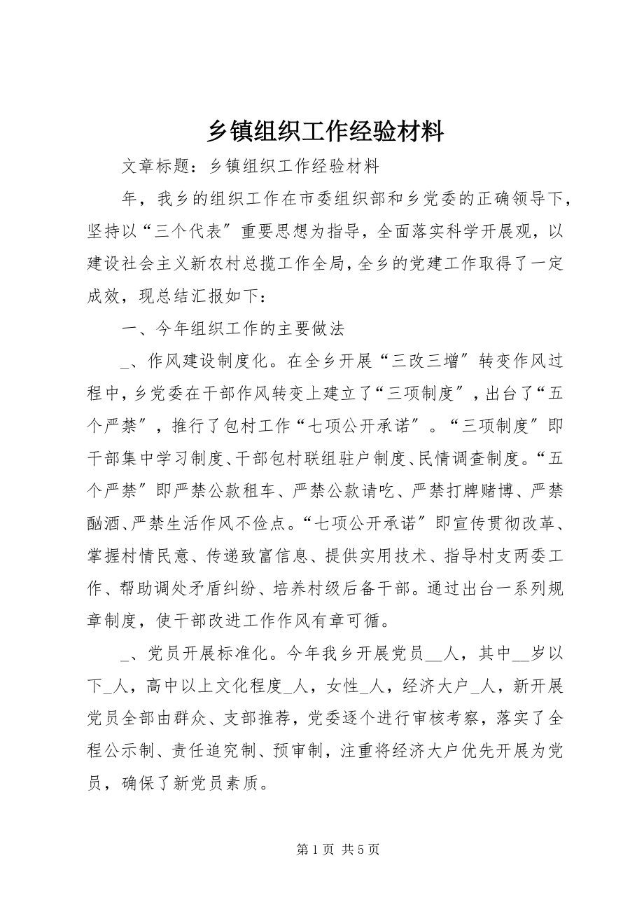 2023年乡镇组织工作经验材料.docx_第1页