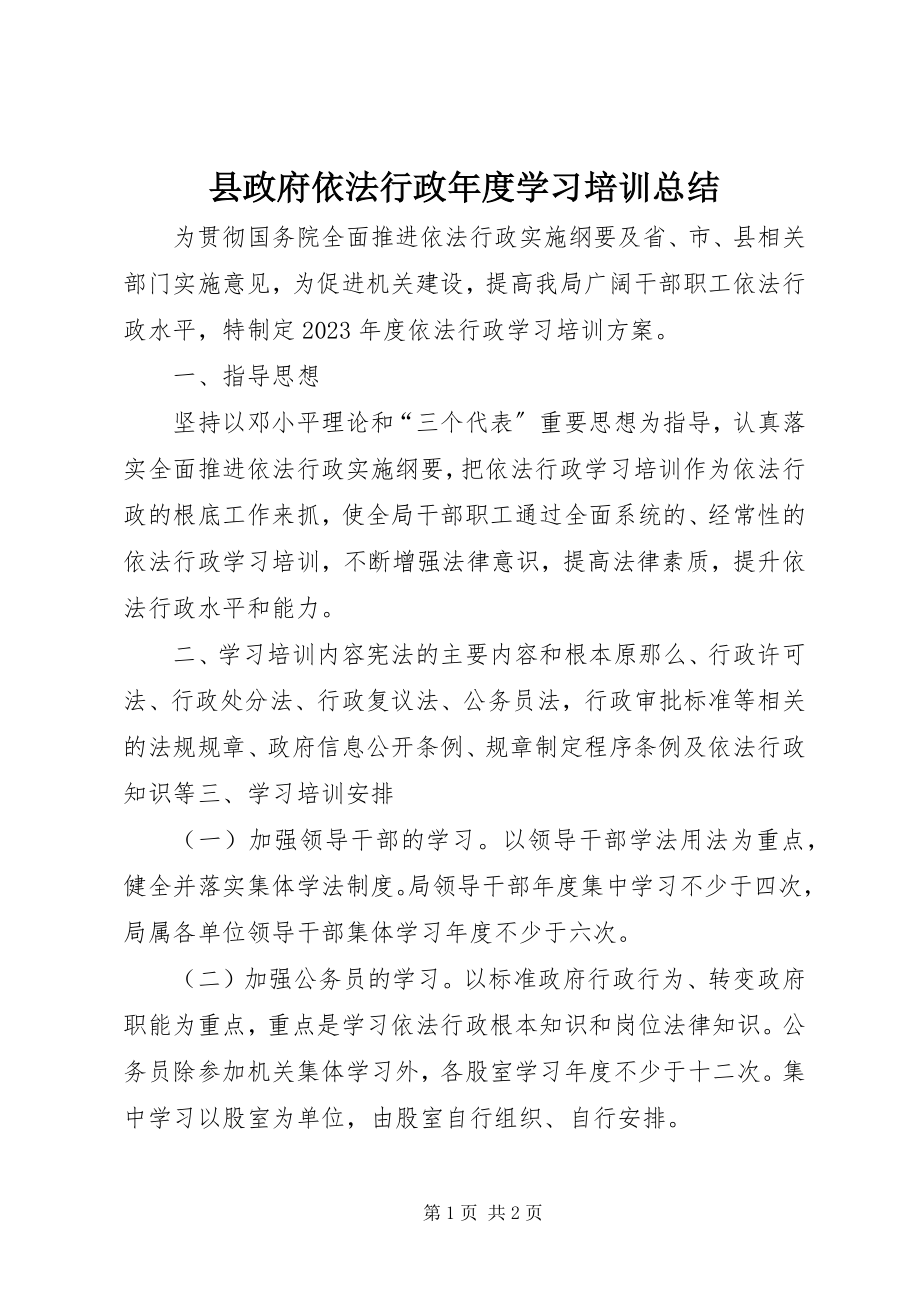 2023年县政府依法行政年度学习培训总结.docx_第1页