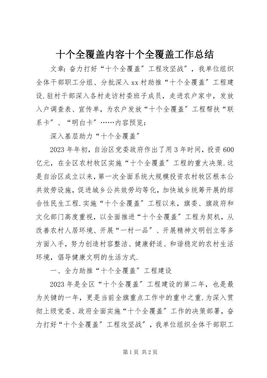 2023年十个全覆盖内容十个全覆盖工作总结.docx_第1页