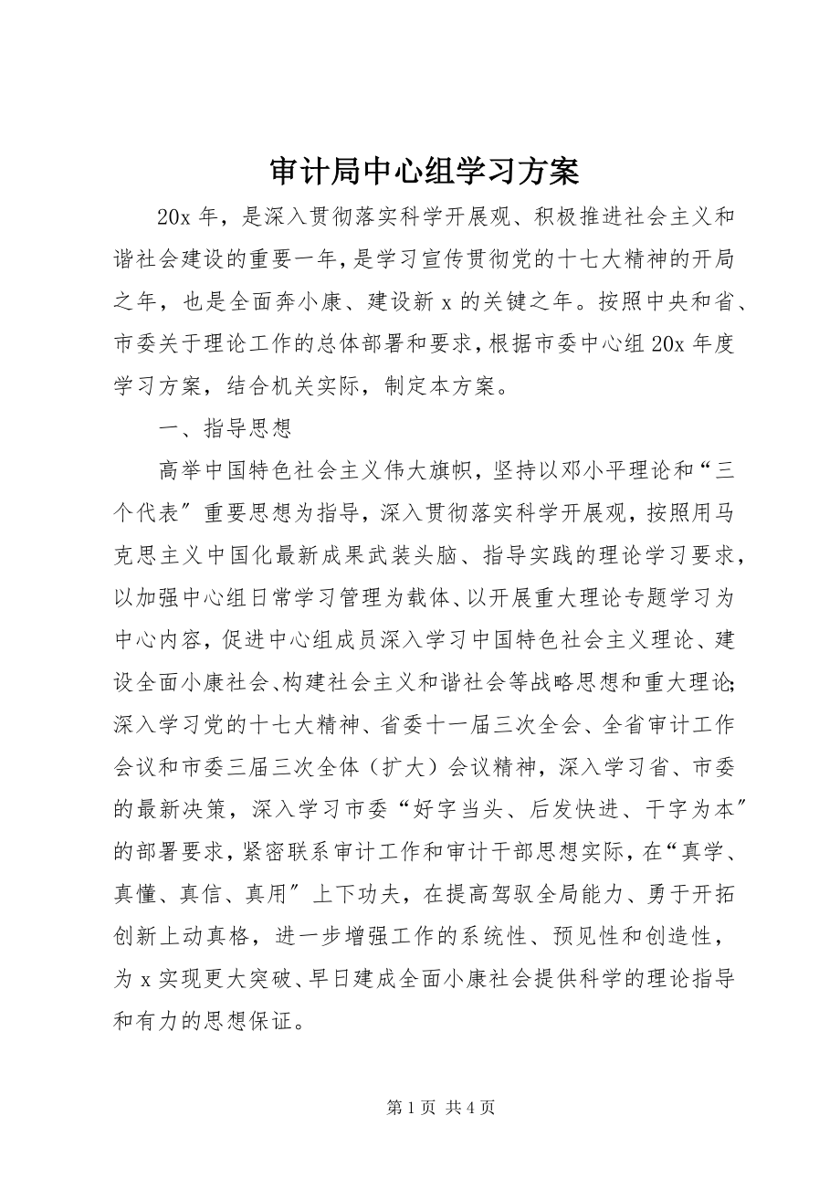 2023年审计局中心组学习计划.docx_第1页