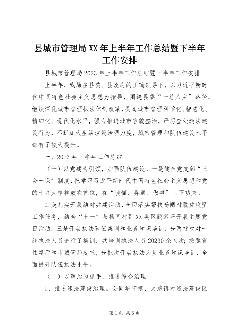 2023年县城市管理局上半年工作总结暨下半年工作安排.docx_第1页