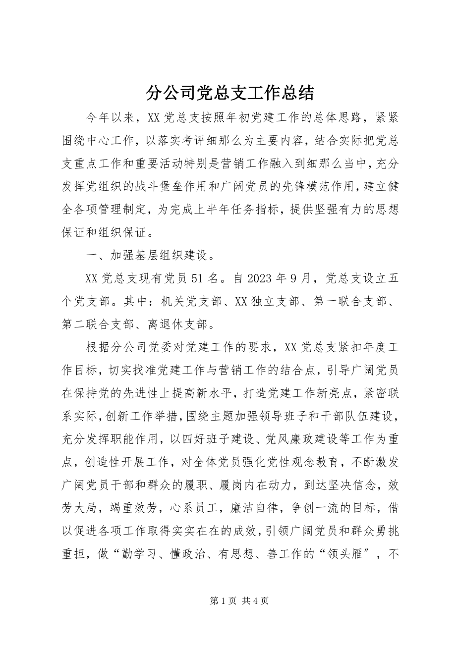 2023年分公司党总支工作总结.docx_第1页