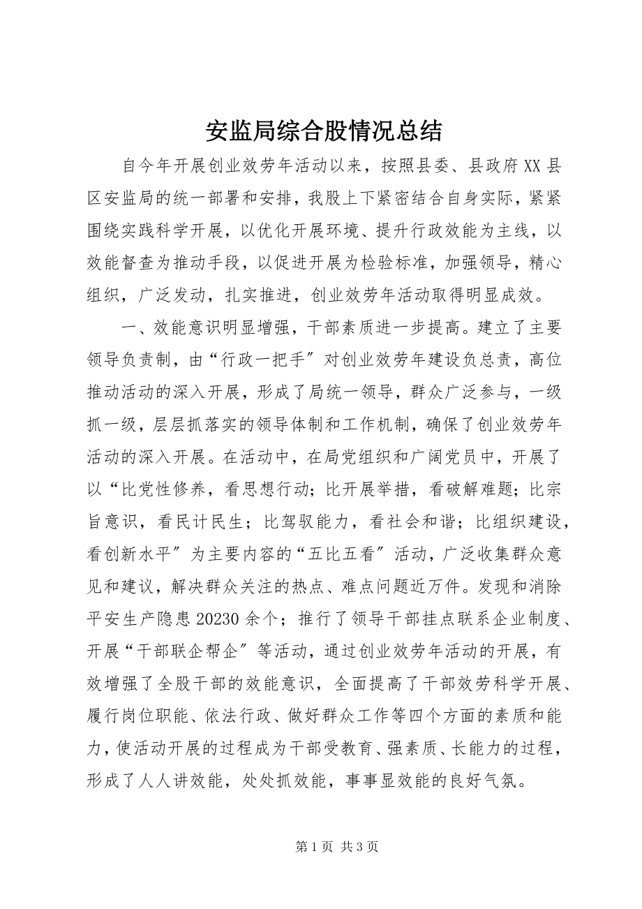 2023年安监局综合股情况总结新编.docx_第1页