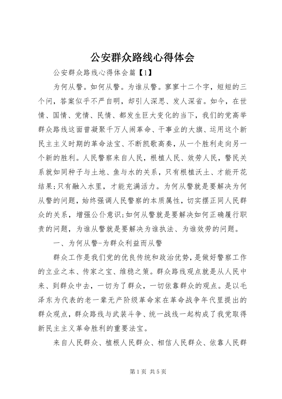 2023年公安群众路线心得体会.docx_第1页