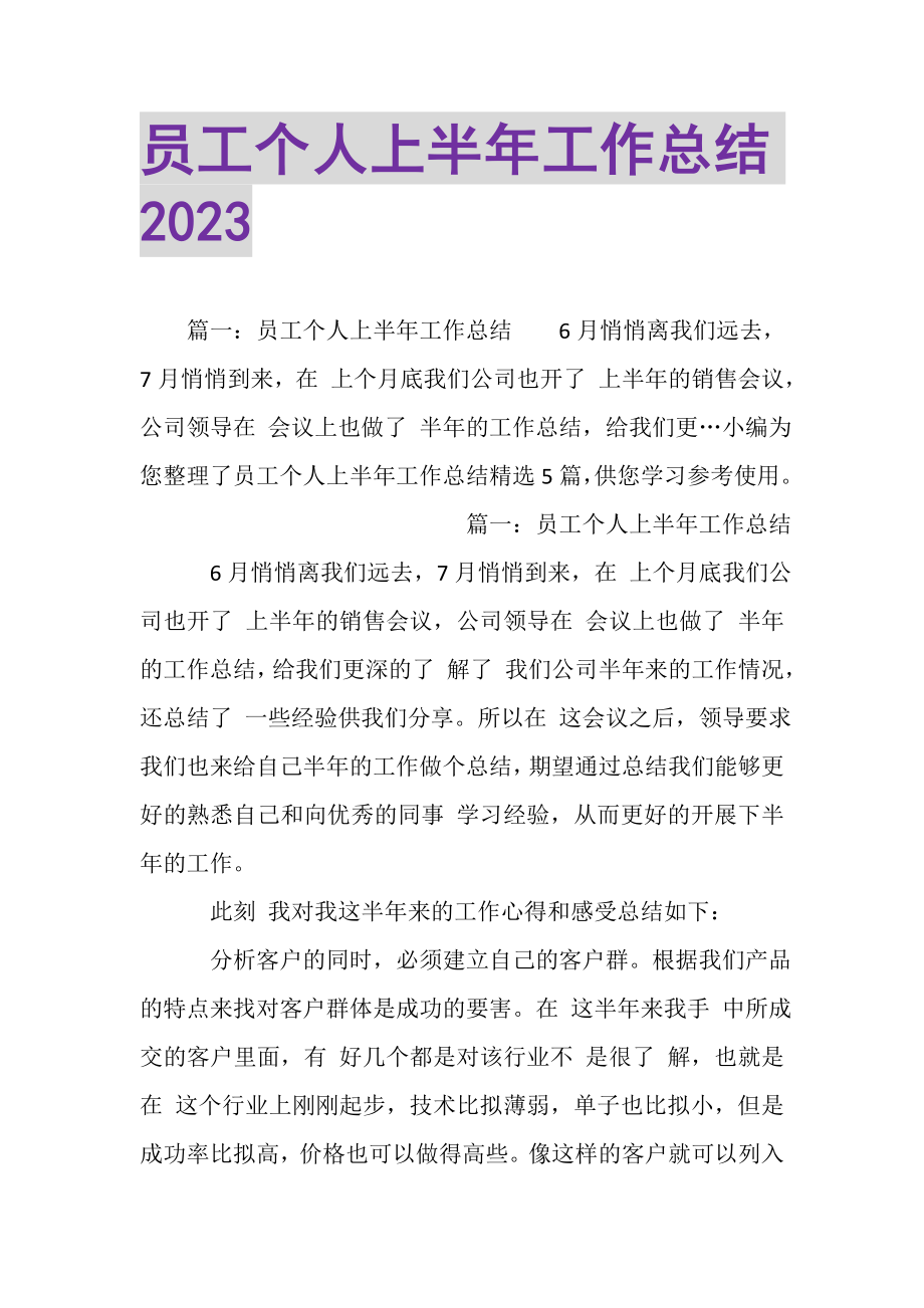 2023年员工个人上半年工作总结.doc_第1页