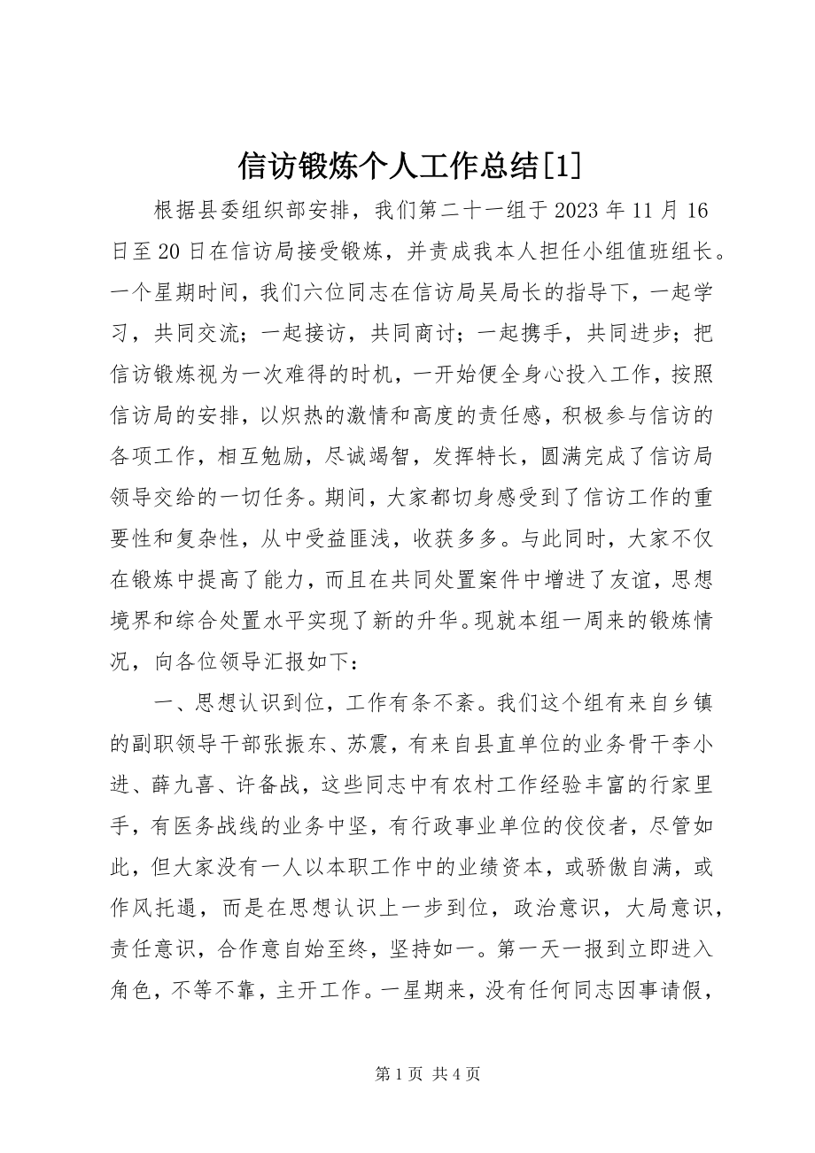 2023年信访锻炼个人工作总结1.docx_第1页