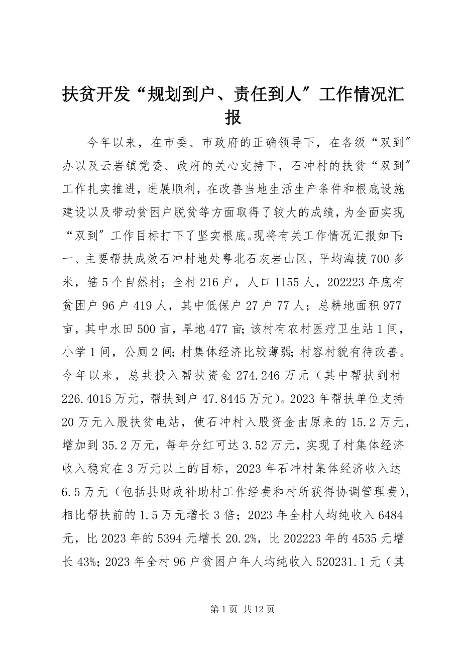 2023年扶贫开发“规划到户、责任到人”工作情况汇报.docx_第1页