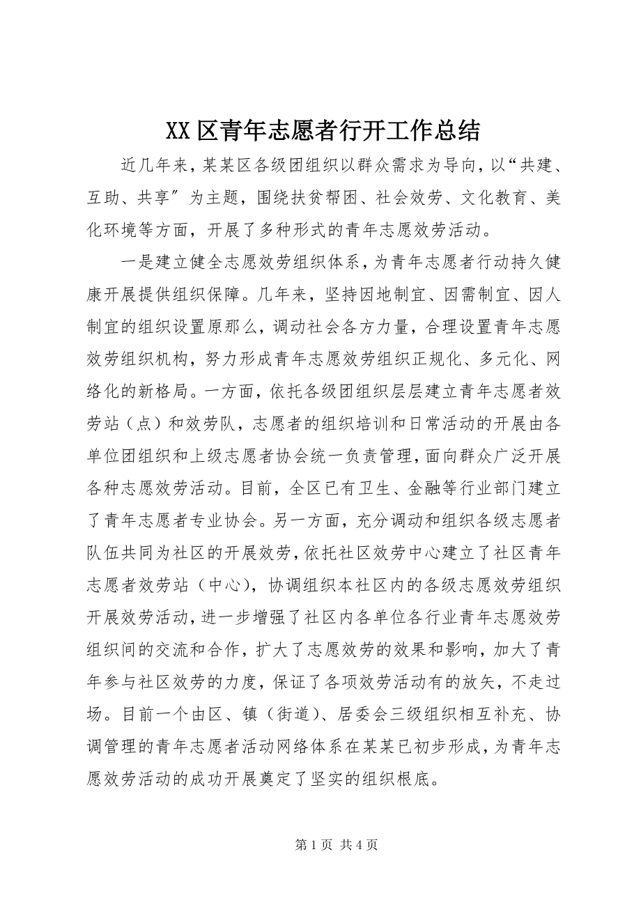 2023年XX区青年志愿者行动工作总结新编.docx_第1页