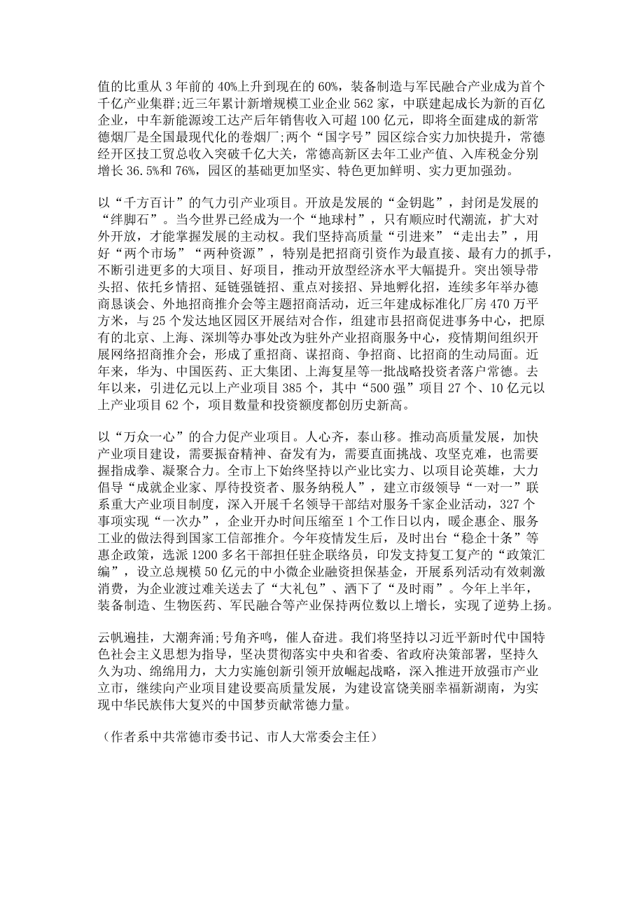 2023年坚持不懈抓产业项目凝心聚力促高质量发展.doc_第2页