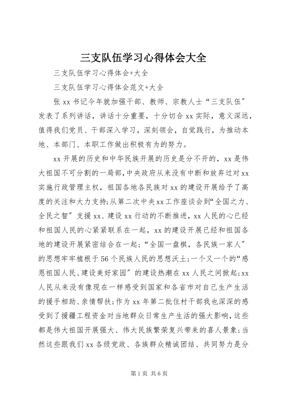 2023年三支队伍学习心得体会大全.docx_第1页