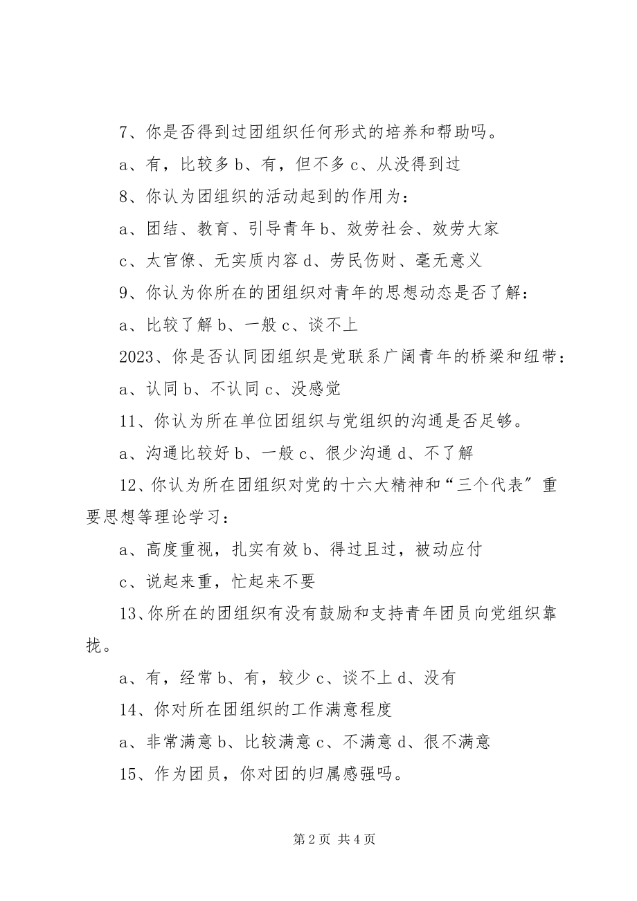 2023年机关团组织建设调查问卷.docx_第2页