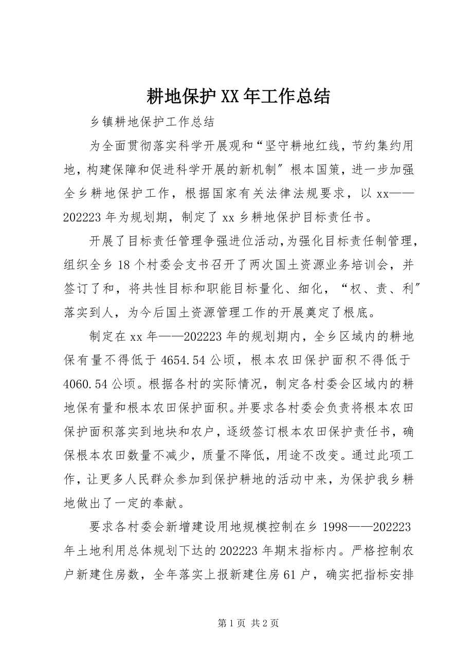 2023年耕地保护某年工作总结.docx_第1页