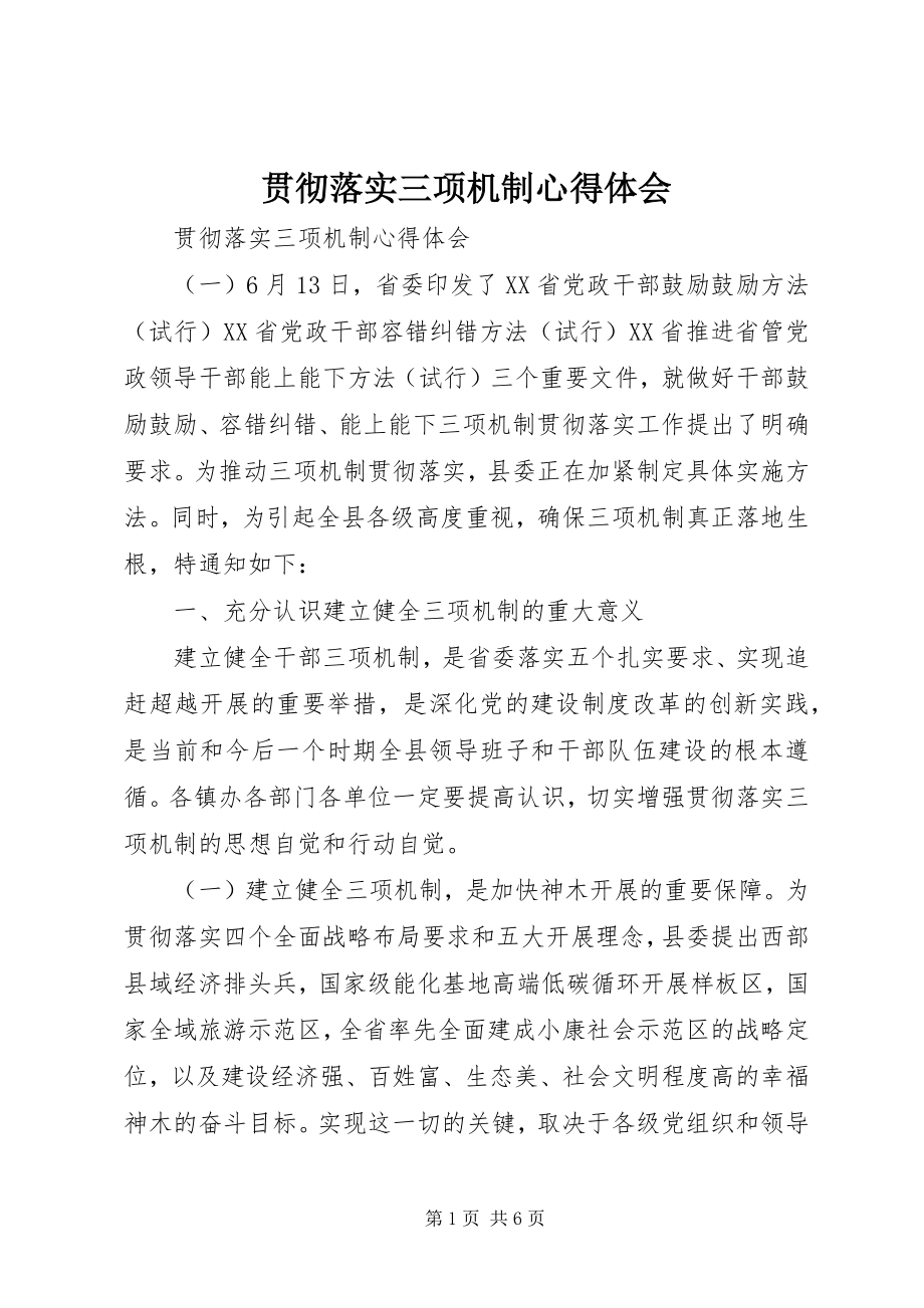 2023年贯彻落实三项机制心得体会.docx_第1页