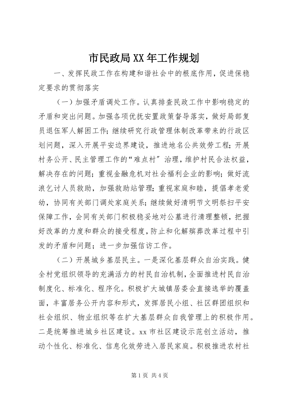 2023年市民政局工作规划2.docx_第1页