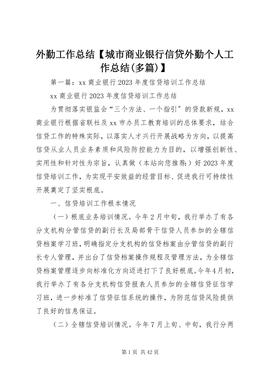 2023年外勤工作总结城市商业银行信贷外勤个人工作总结多篇.docx_第1页