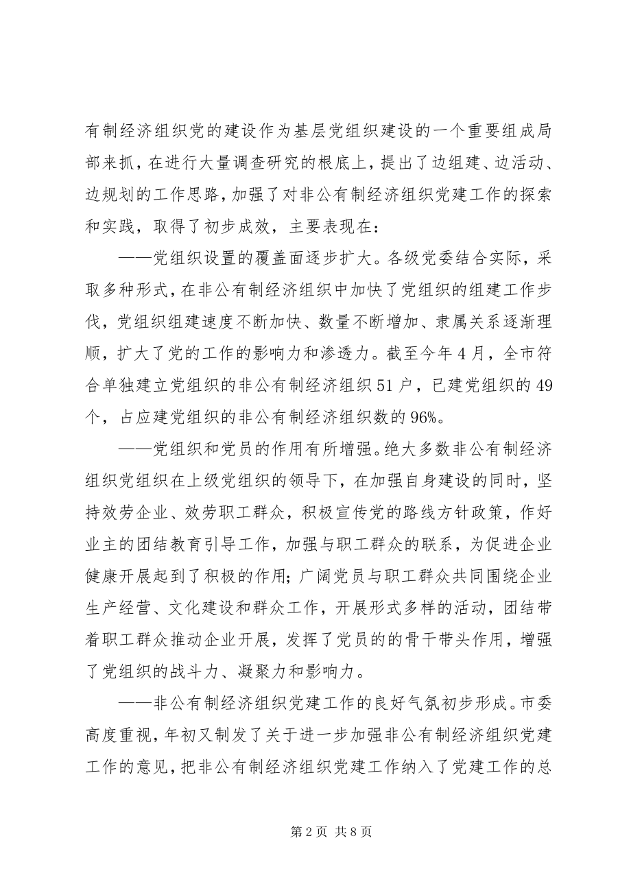 2023年在全市非公有制经济组织党建工作会议上的致辞.docx_第2页