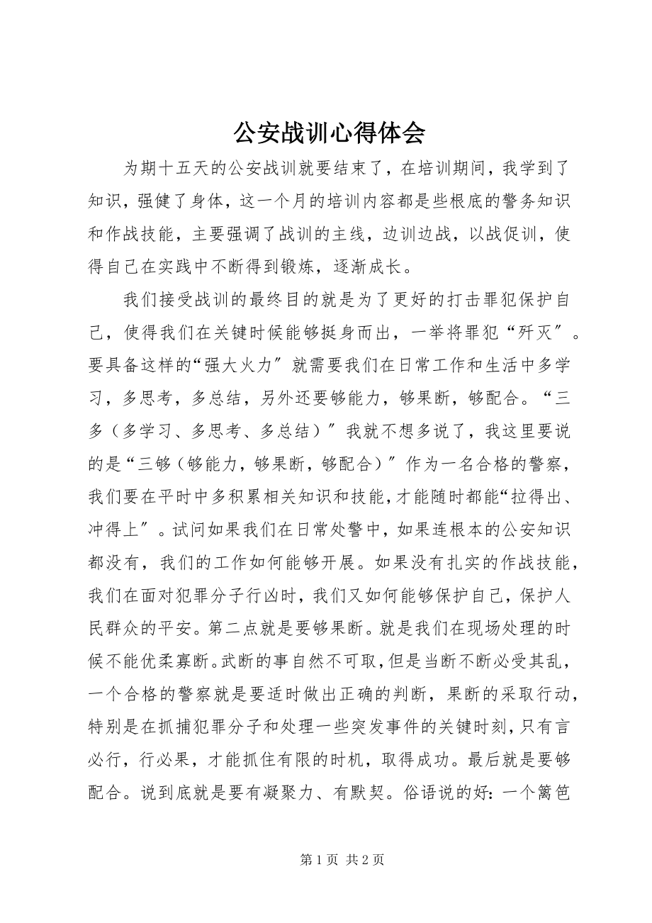 2023年公安战训心得体会.docx_第1页