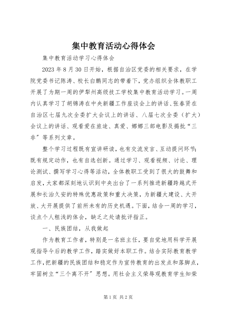 2023年集中教育活动心得体会.docx_第1页