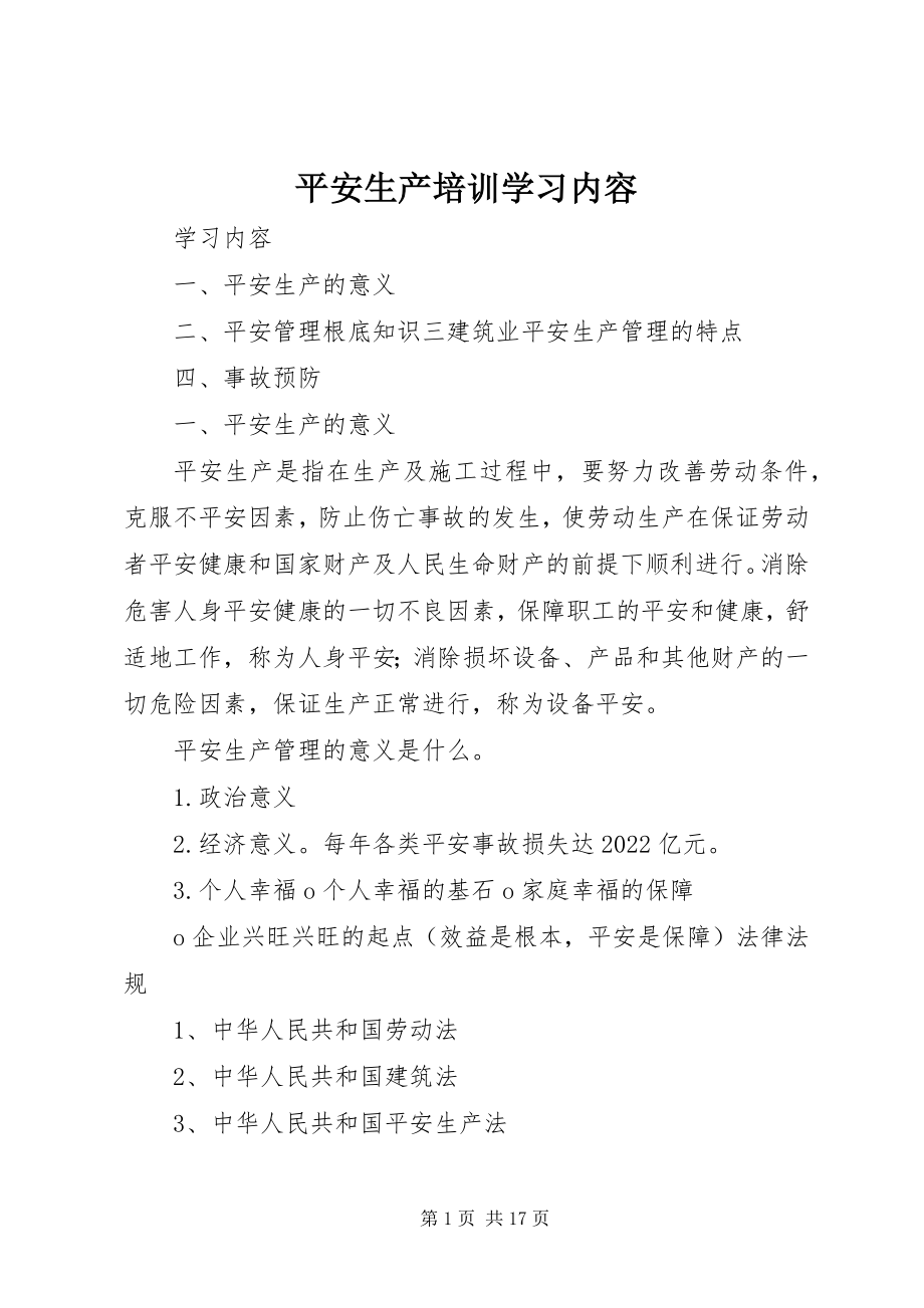 2023年安全生产培训学习内容新编.docx_第1页