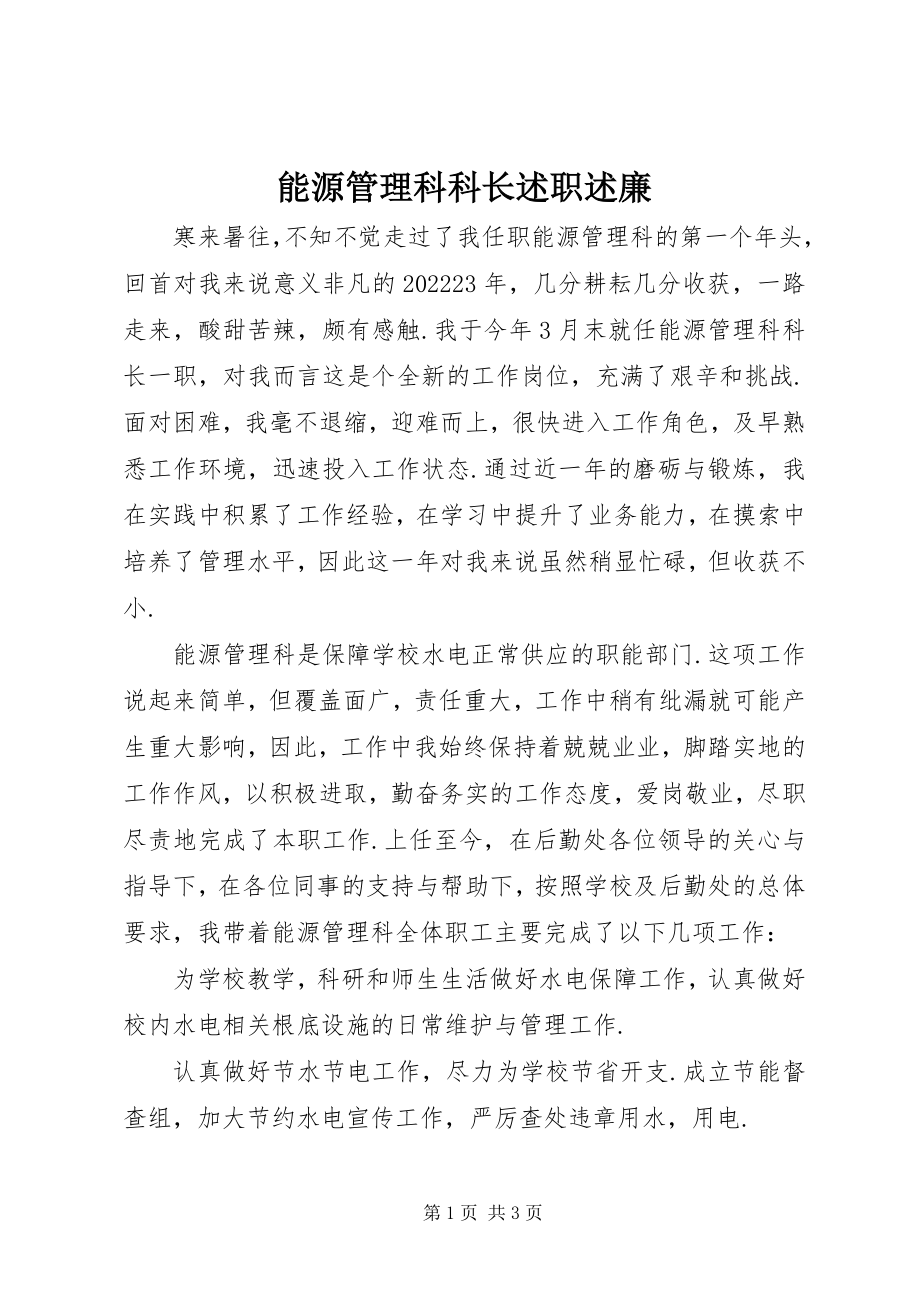 2023年能源管理科科长述职述廉.docx_第1页