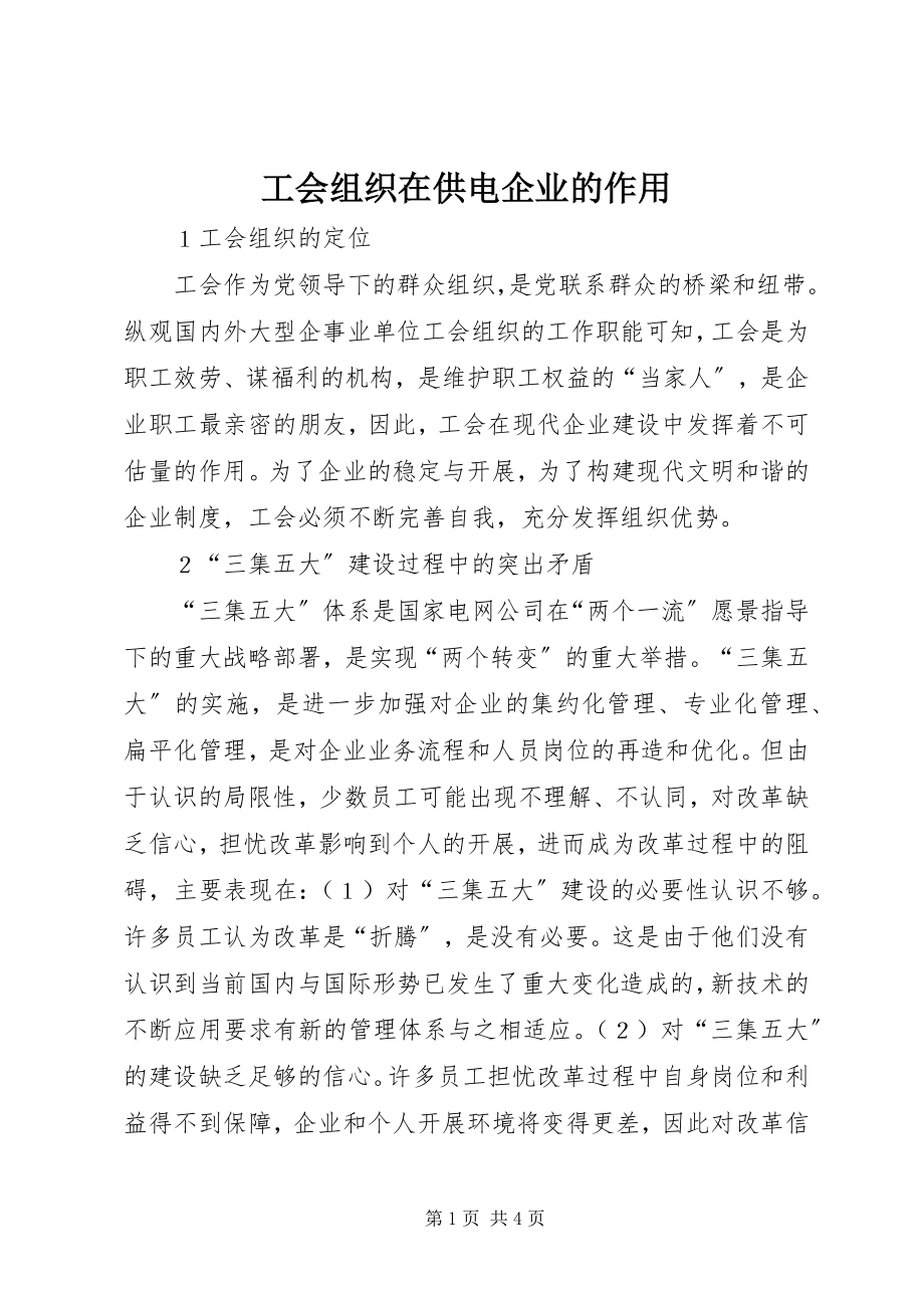 2023年工会组织在供电企业的作用.docx_第1页