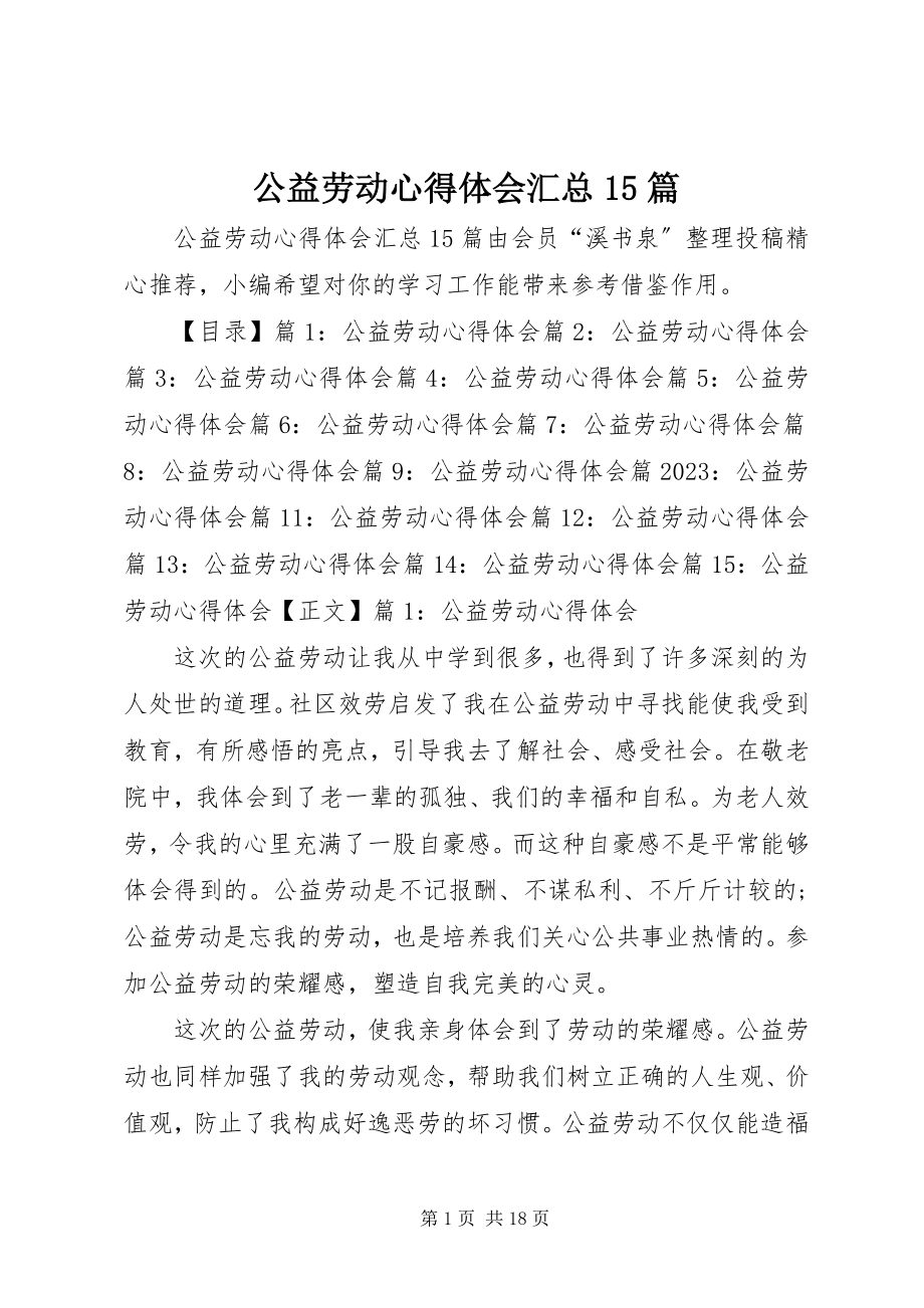 2023年公益劳动心得体会汇总15篇.docx_第1页