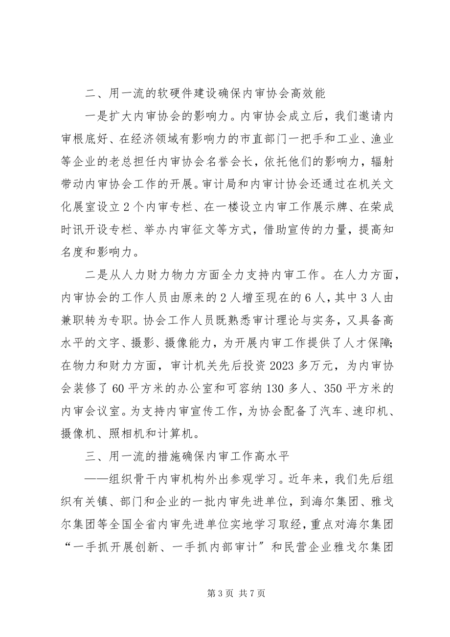 2023年审计协会争创全国一流内审协会经验总结.docx_第3页