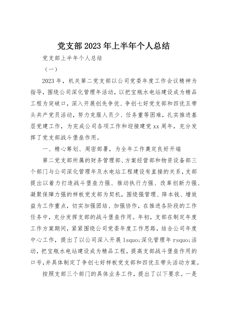 2023年党支部某年上半年个人总结.docx_第1页