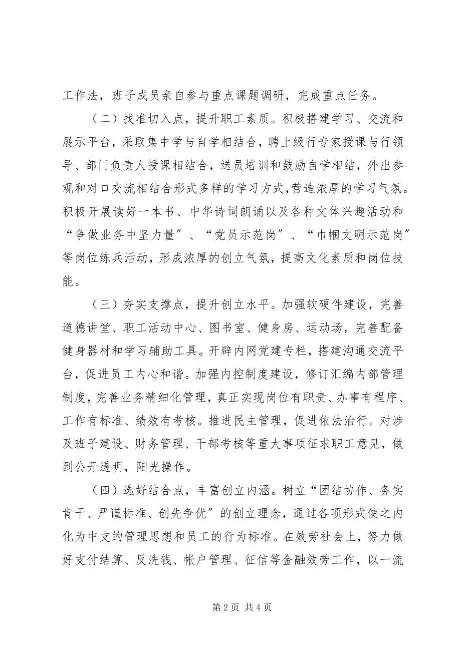 2023年银行文明单位创建工作汇报.docx_第2页