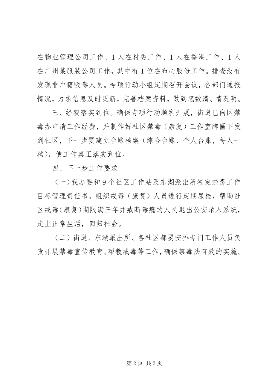 2023年街道集中开展吸毒人员排查管控专项行动工作总结.docx_第2页