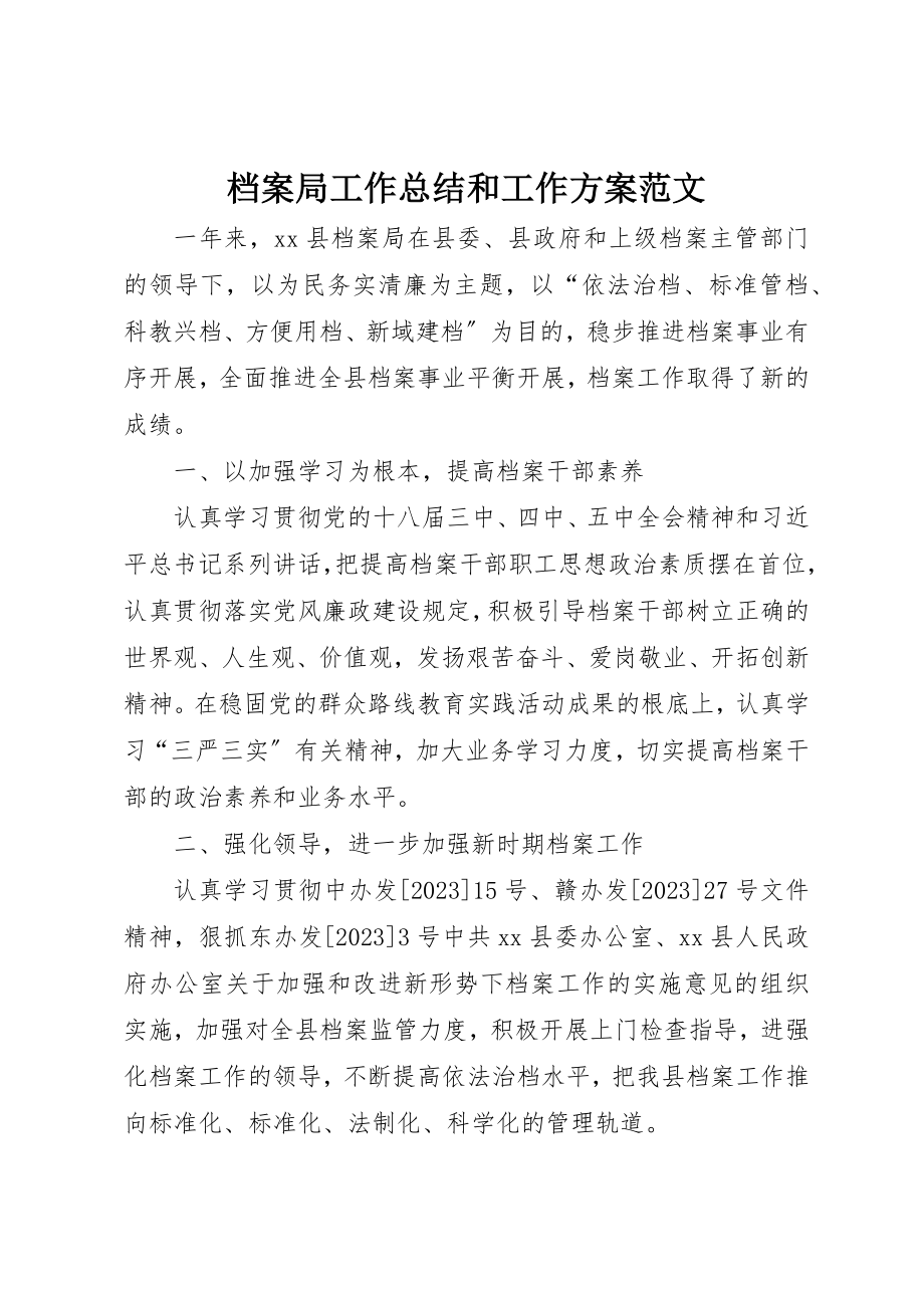 2023年档案局工作总结和工作计划2新编.docx_第1页