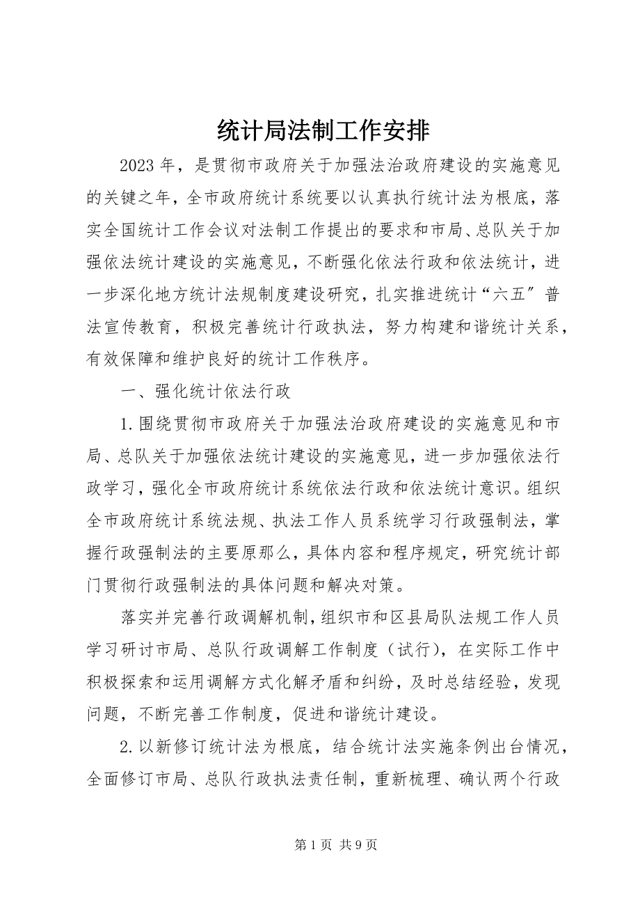 2023年统计局法制工作安排.docx_第1页