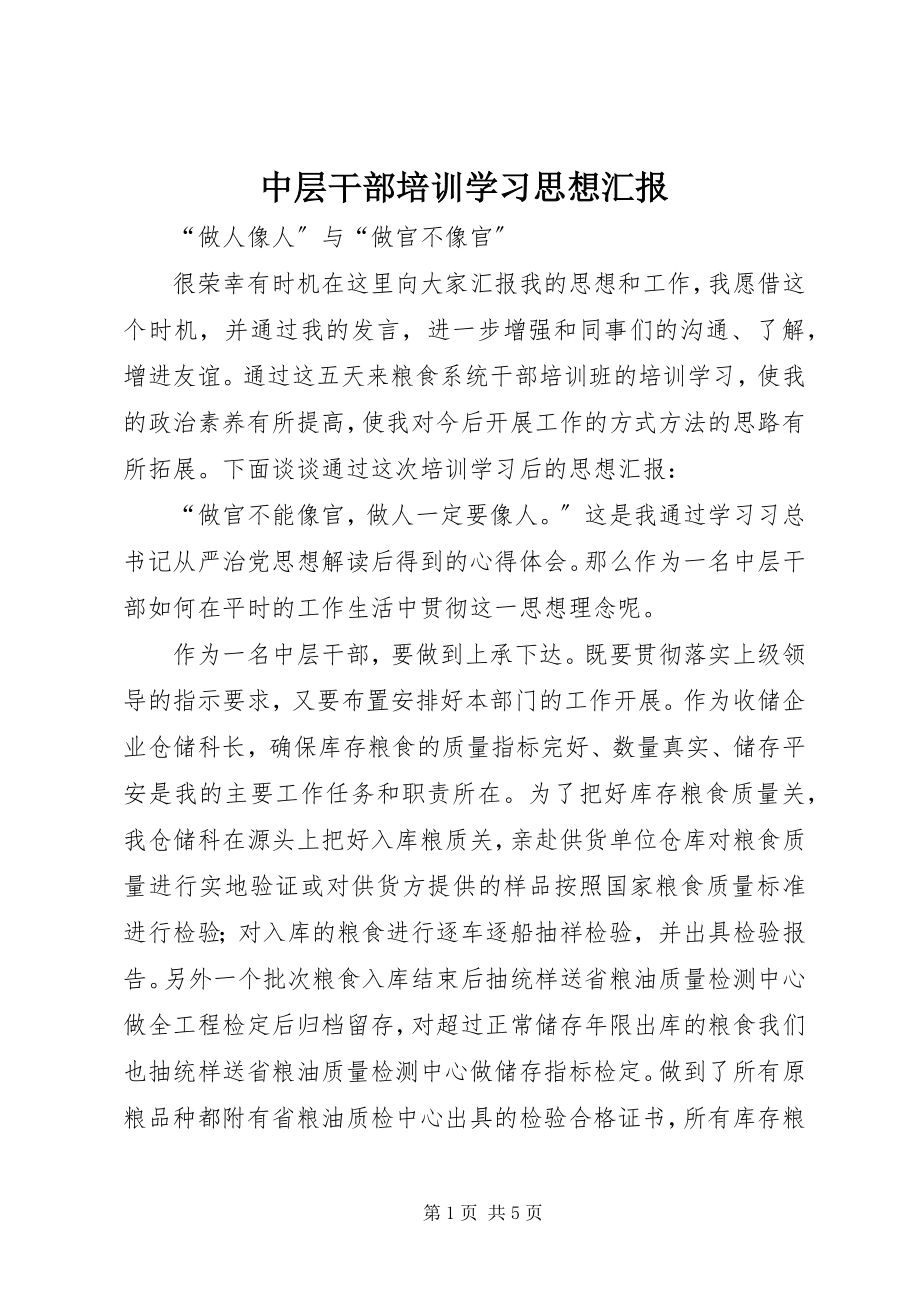 2023年中层干部培训学习思想汇报.docx_第1页