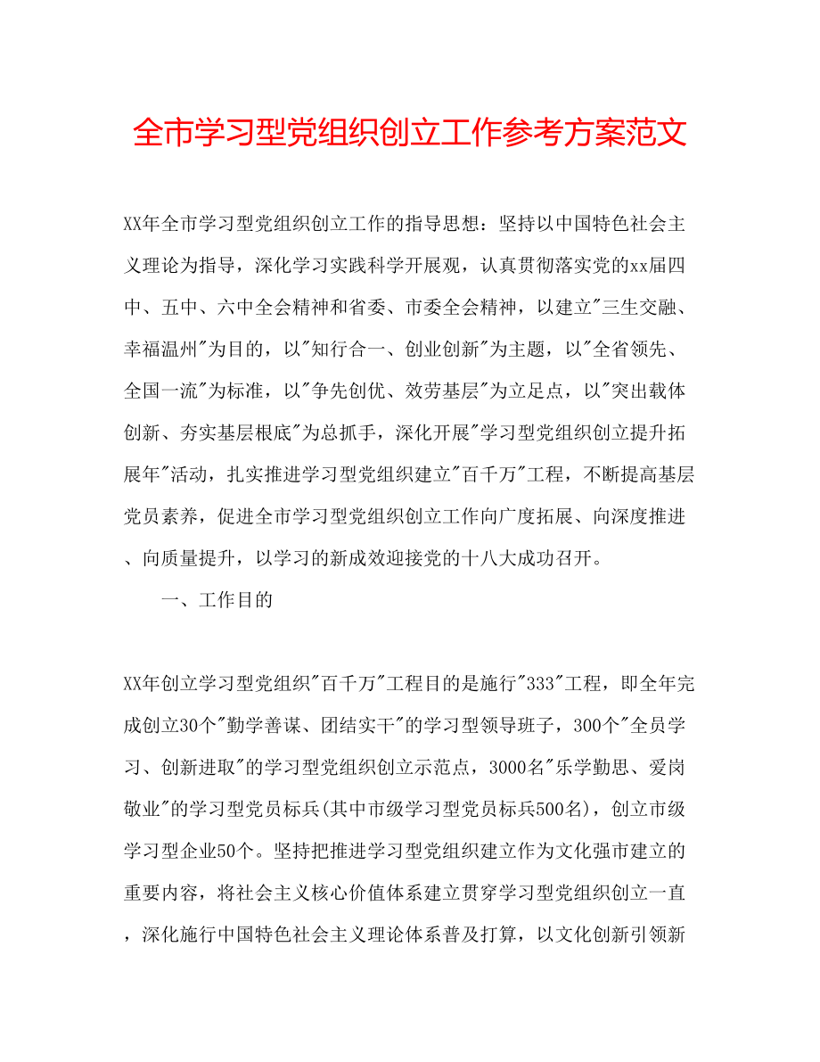 2023年全市学习型党组织创建工作计划范文.docx_第1页