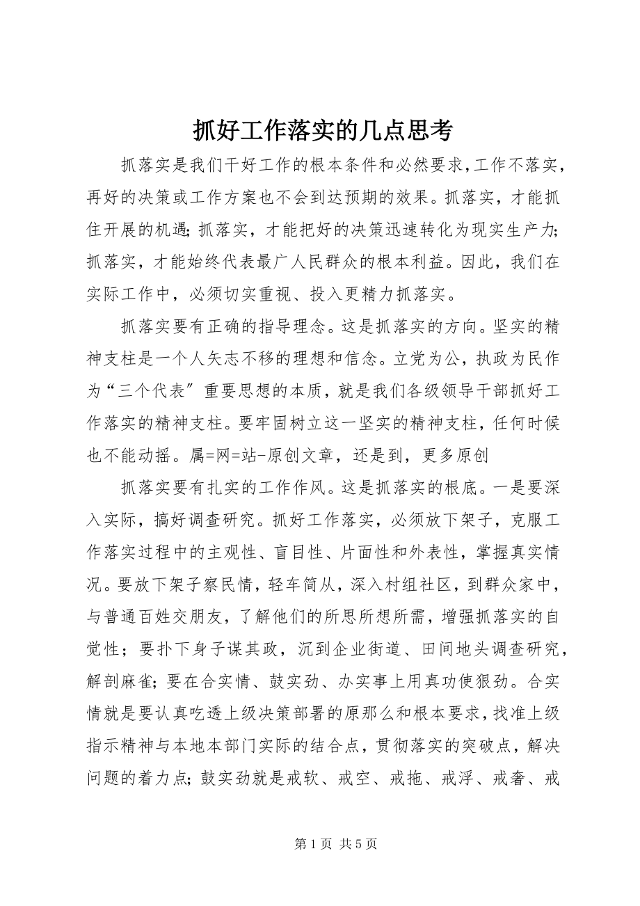 2023年抓好工作落实的几点思考.docx_第1页