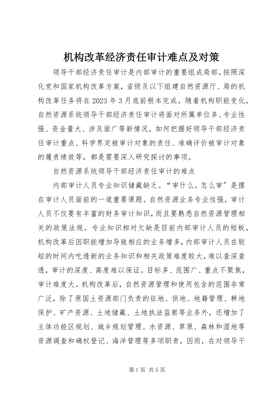 2023年机构改革经济责任审计难点及对策.docx_第1页